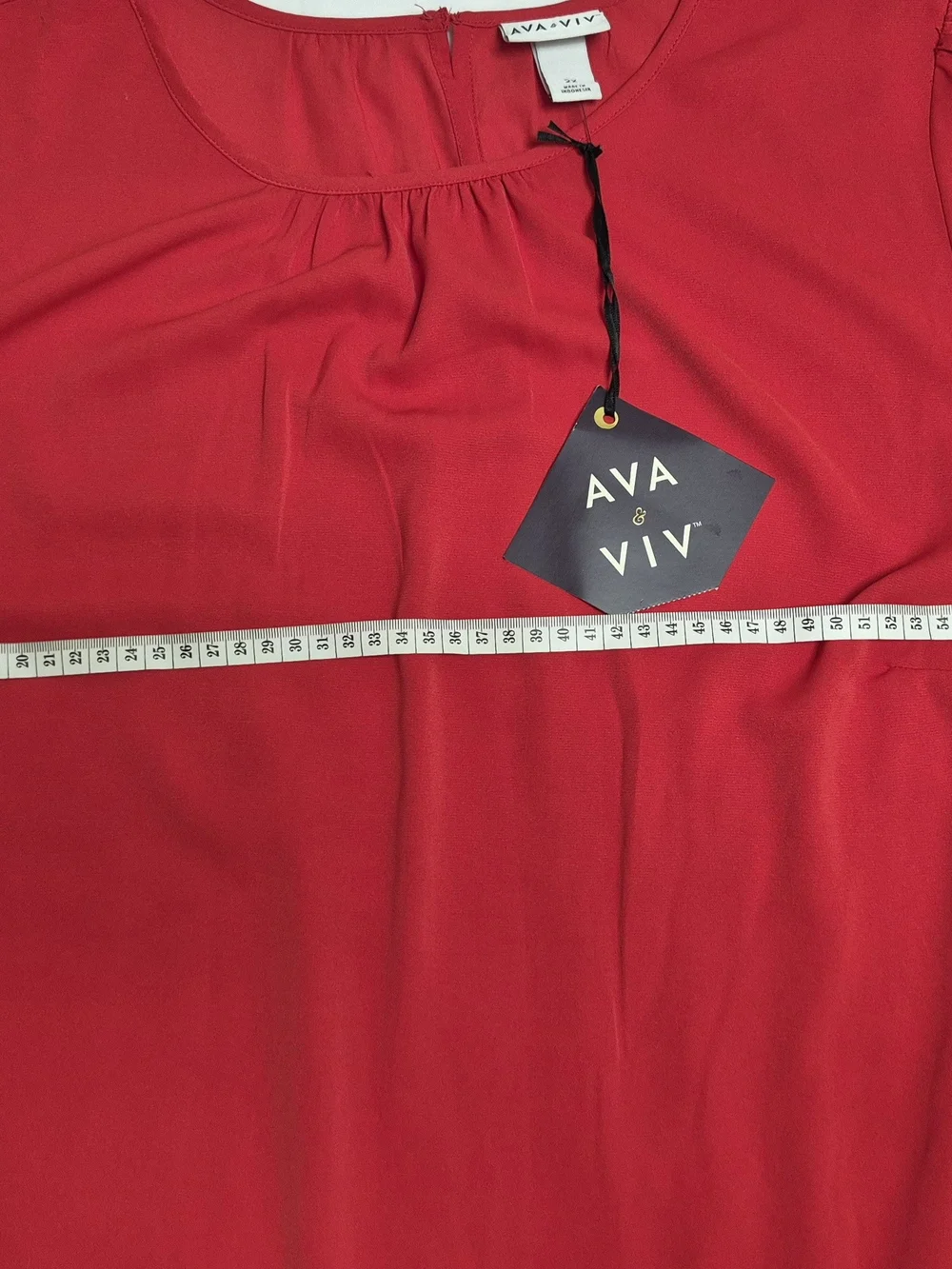 Ava & Viv Vibrant Red Ruffle-Neck Blouse - Picture 6 of 9